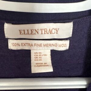 Ellen Tracy Dark Blue Merino Wool Top